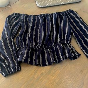 Blue American eagle off the shoulder top